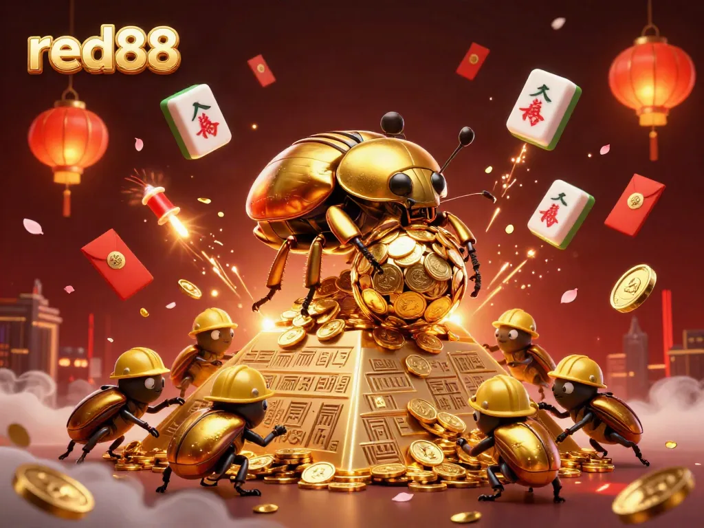 Experience thrilling moments at red88 with a vibrant 3D illustration of casino adventures.